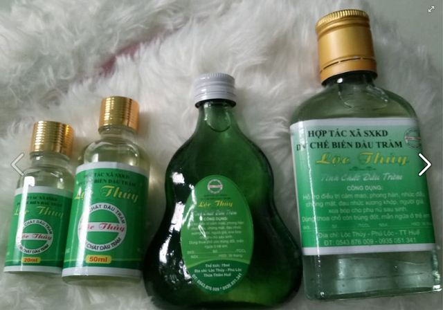 Dầu tràm của HTX Lộc Thủy sản xuất