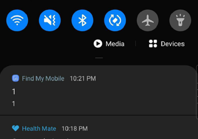 Nội dung thông báo từ ứng dụng Find My Mobile trên smartphone Galaxy của Samsung