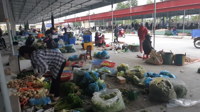 Tại chợ đầu mối An Đồng mới thuộc xã An Đồng, huyện An Dương, nguồn thực phẩm đa dạng, phong phú (sáng 9/3)