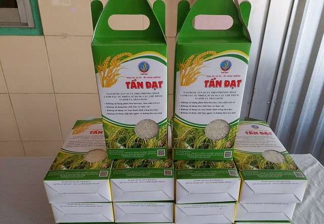 Sản phẩm gạo của HTX sau khi đóng bao bì