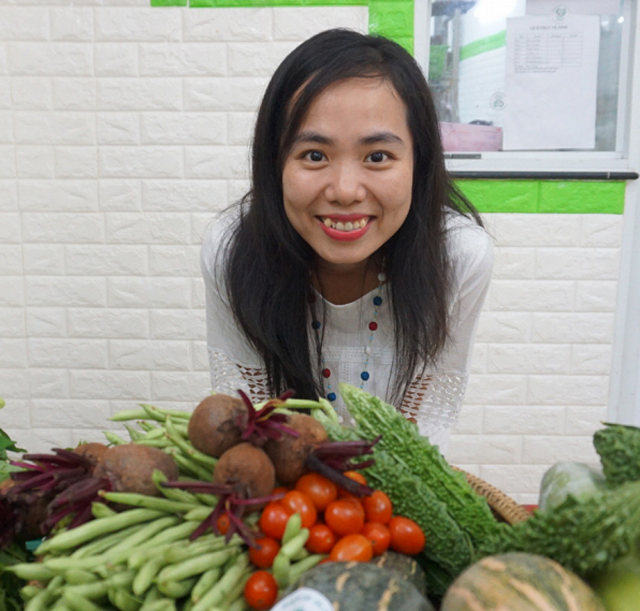 Phạm Thị Bích Lan có niềm đam mê với rau quả sạch hữu cơ