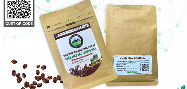 Cà phê hữu cơ sinh thái Chân Mây Bắc Hướng Hóa có tem QR code (Nguồn: Internet)