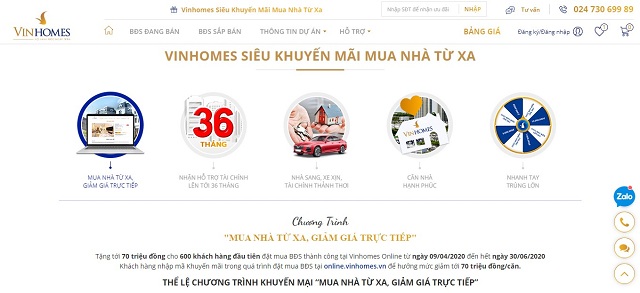 Vinhomes siêu khuyến mãi mua nhà từ xa