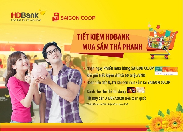 Giao dịch tại HDBank, khách hàng được hoàn tiền, tặng phiếu mua hàng siêu thị