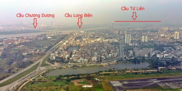 Vị trí cầu Tứ Liên qua sông Hồng được các chuyên gia Mỹ lên ý tưởng thiết kế (Ảnh: TL)