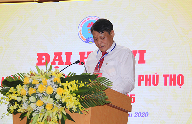 Ông Nguyễn Thành Nam, Chủ tịch Liên minh HTX tỉnh Phú Thọ nhiệm kỳ 2020-2025 phát biểu bế mạc Đại hội