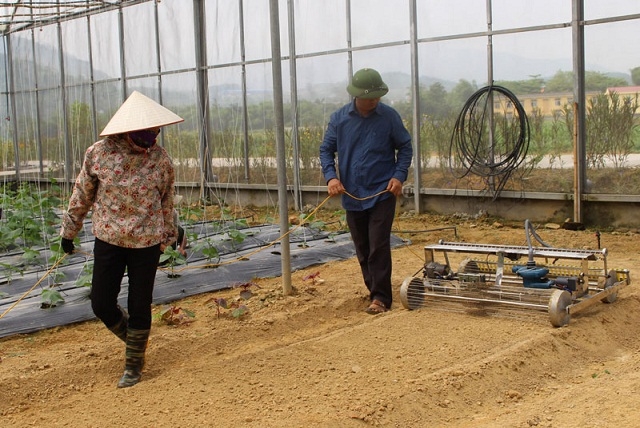 HTX sử dụng máy gieo hạt tự hành phục vụ sản xuất (Ảnh:TL)