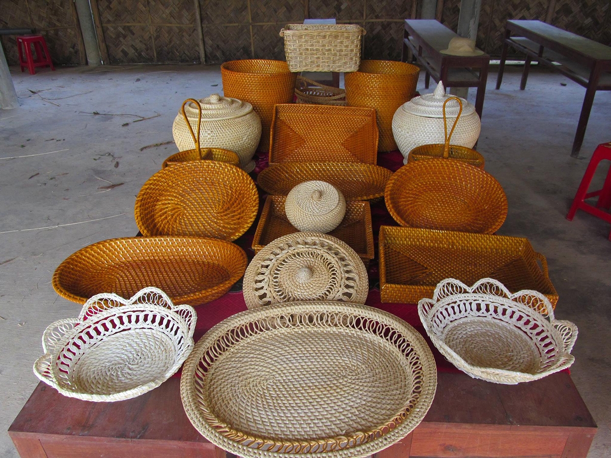 Sản phẩm mây tre đan xuất khẩu của HTX Vân Sơn