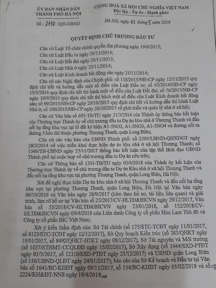 UBND TP. Hà Nội đã có quyết định chủ trương đầu tư từ năm 2018