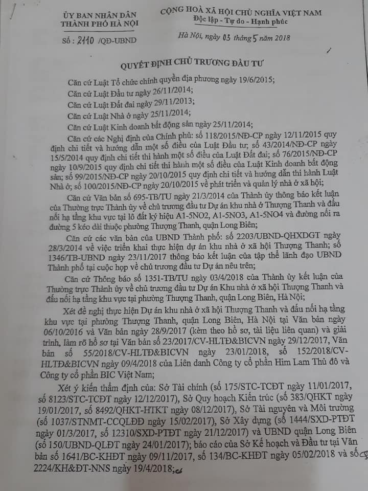 UBND TP. Hà Nội đã có quyết định chủ trương đầu tư từ năm 2018