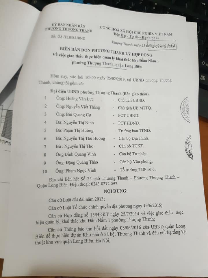 Biên bản đơn phương thanh lý hợp đồng đã thực hiện nhưng đến nay vẫn chưa lấy được mặt bằng từ bà Liên