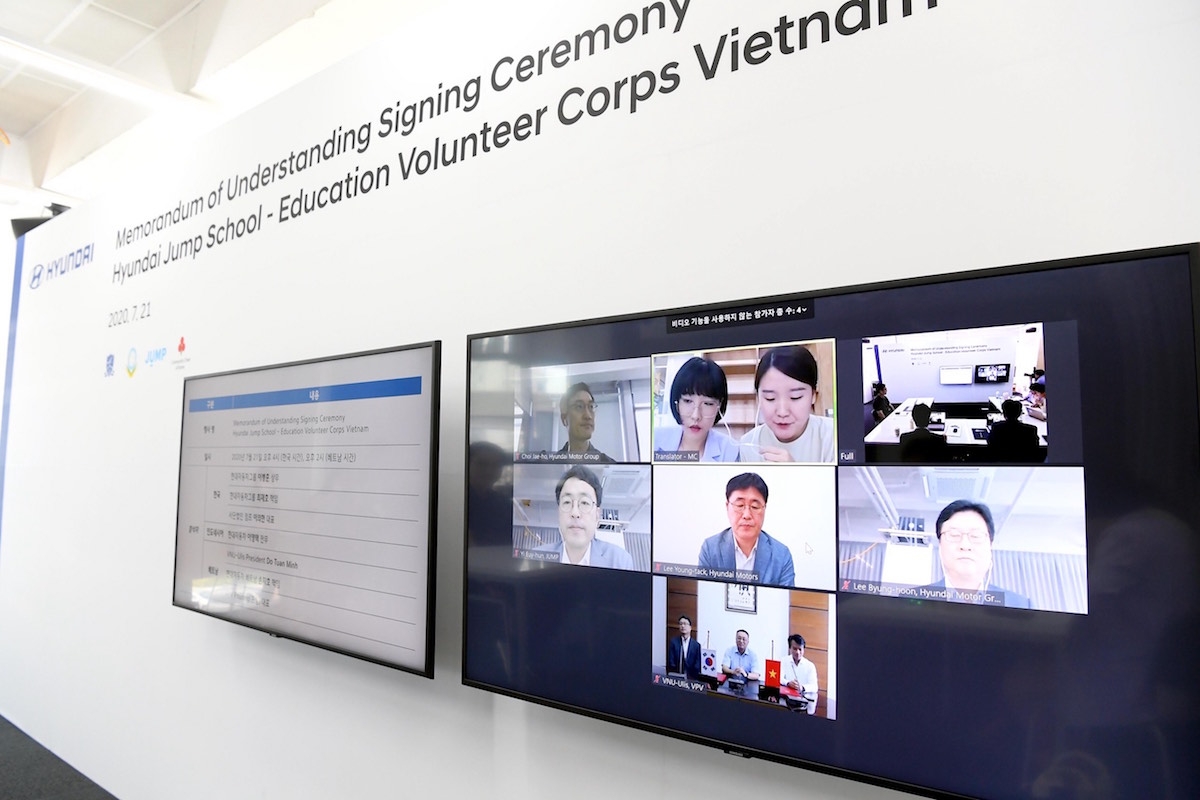 Tập đoàn ô tô Hyundai đã ký kết Biên bản ghi nhớ “Chương trình tình nguyện giáo dục dành cho sinh viên- Hyundai Jump School’”