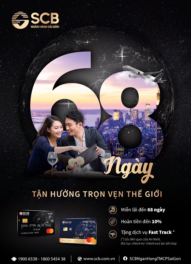 Thẻ tín dụng SCB Mastercard World - Miễn lãi đến 68 ngày
