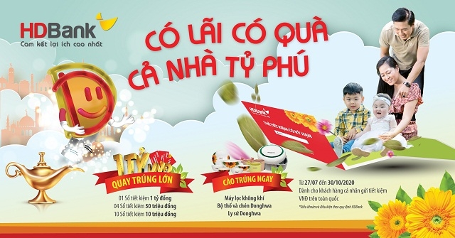 Gửi 10 triệu, trúng 1 tỷ tại HDBank