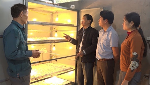 HTX hướng dẫn các hộ thành viên sử dụng máy sấy bột.