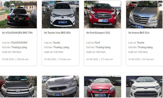 Ngân hàng đang thanh lý hàng loạt ô tô là tài sản đảm bảo của các khoản nợ quá hạn.