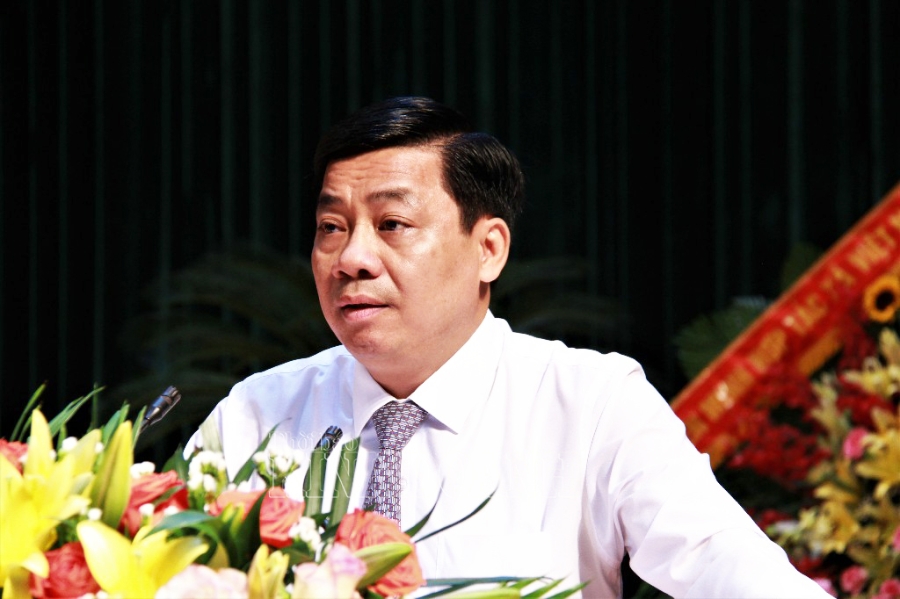 Ông Dương Văn Thái, Chủ tịch UBND tỉnh Bắc Giang cảm ơn Liên minh HTX Việt Nam đã quan tâm chỉ đạo sâu sát đối với Ban Chấp hành, Ban Thường vụ Liên minh HTX tỉnh nhiệm kỳ vừa qua