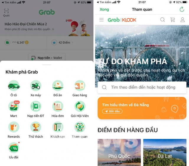 Grab và Klook ra mắt dịch vụ du lịch qua mục “Tham quan” trên ứng dụng Grab (Ảnh Internet)