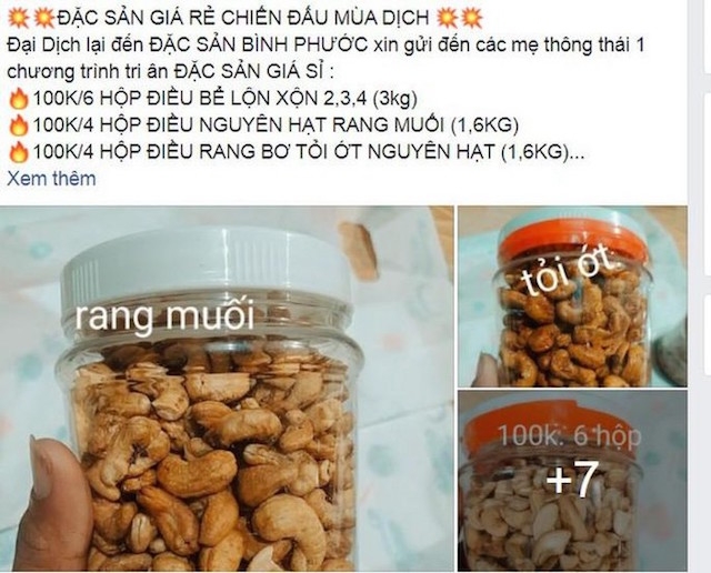 Hạt điều siêu rẻ được bán tràn lan trên mạng xã hội .