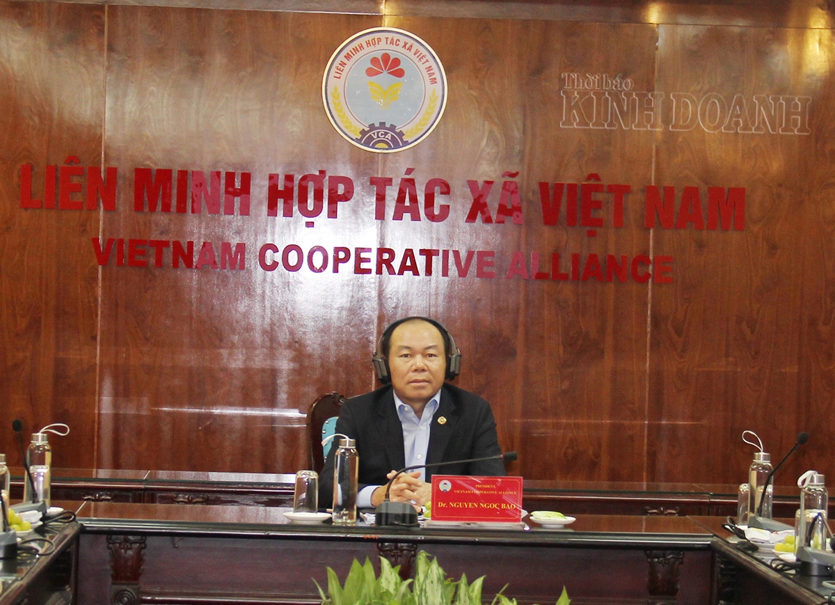 Chủ tịch Liên minh HTX Việt Nam Nguyễn Ngọc Bảo tham dự cuộc họp trực tuyến Đại hội đồng Liên minh HTX quốc tế- Chủ trì đầu cầu Việt Nam