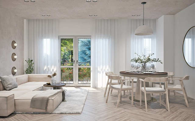 Không gian sống rộng rãi, sang trọng như biệt thự tại nhà phố sinh thái River Park 1.