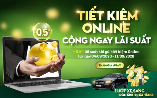 VPBank tặng thêm 0,5% lãi suất cho khách hàng gửi tiết kiệm online.