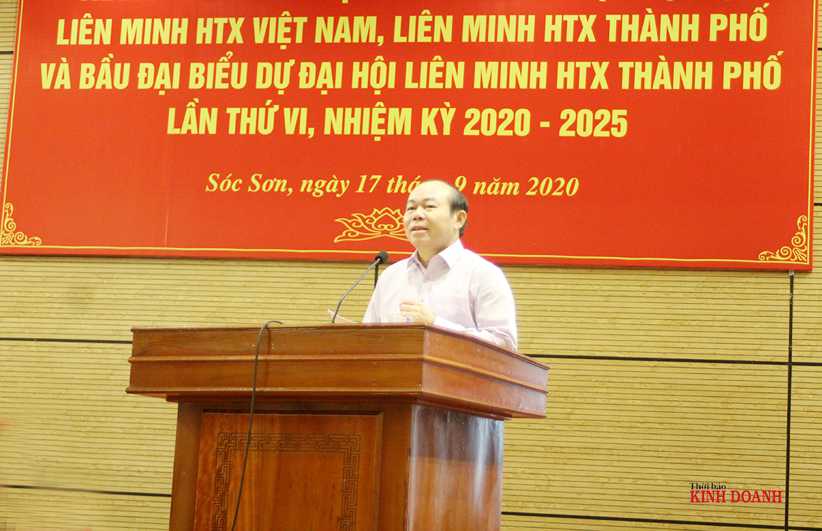 Chủ tịch Liên minh HTX Việt Nam Nguyễn Ngọc Bảo phát biểu chỉ đạo tại hội nghị.