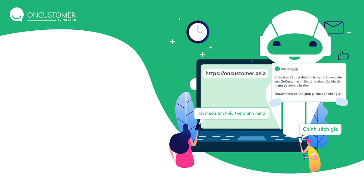 Chatbot website lần đầu tiên xuất hiện tại Việt Nam trên nền tảng OnCustomer.