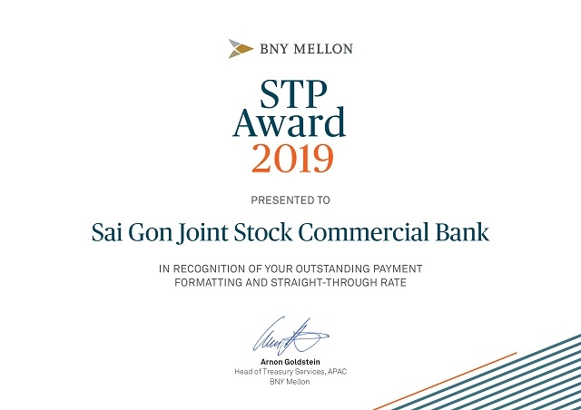 SCB vinh dự nhận giải thưởng STP Award của Bank of New York Mellon