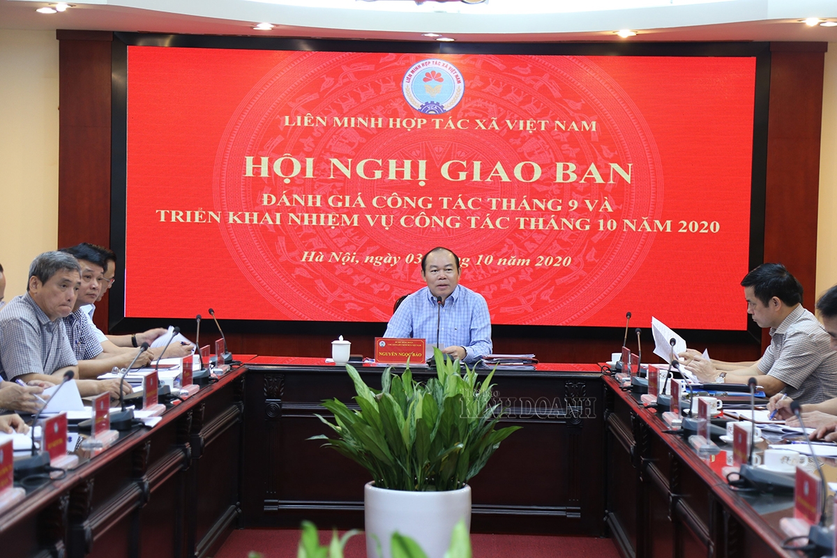 Chủ tịch Liên minh HTX Việt Nam Nguyễn Ngọc Bảo phát biểu chỉ đạo tại hội nghị.