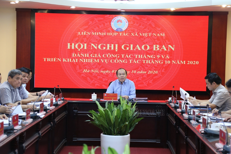 Chủ tịch Liên minh HTX Việt Nam Nguyễn Ngọc Bảo phát biểu chỉ đạo tại hội nghị.