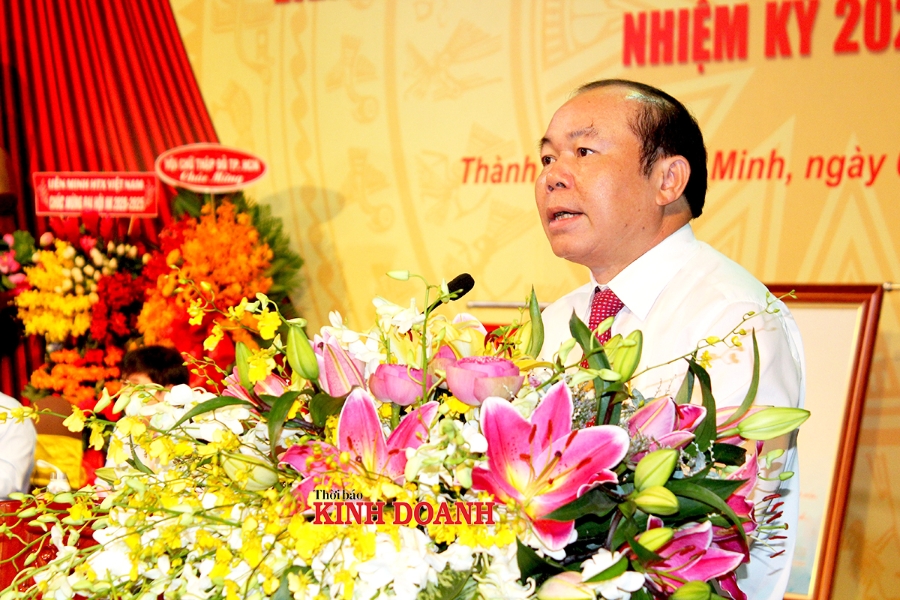 Chủ tịch Liên minh HTX Việt Nam Nguyễn Ngọc Bảo phát biểu chỉ đạo tại Đại hội khóa VI Liên minh HTX TP.HCM.