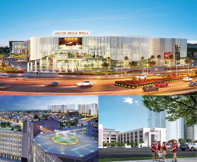 Cuộc sống trọn vẹn tiện nghi với Trung tâm thương mại Vincom Mega Mall, Bệnh viện đa khoa Quốc tế Vinmec, Trường phổ thông liên cấp Vinschool tại Vinhomes Smart City.