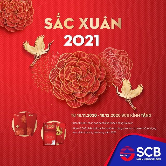 Từ nay đến hết ngày 19/12/2020, Ngân hàng TMCP Sài Gòn (SCB) triển khai chương trình ưu đãi “Sắc Xuân 2021”