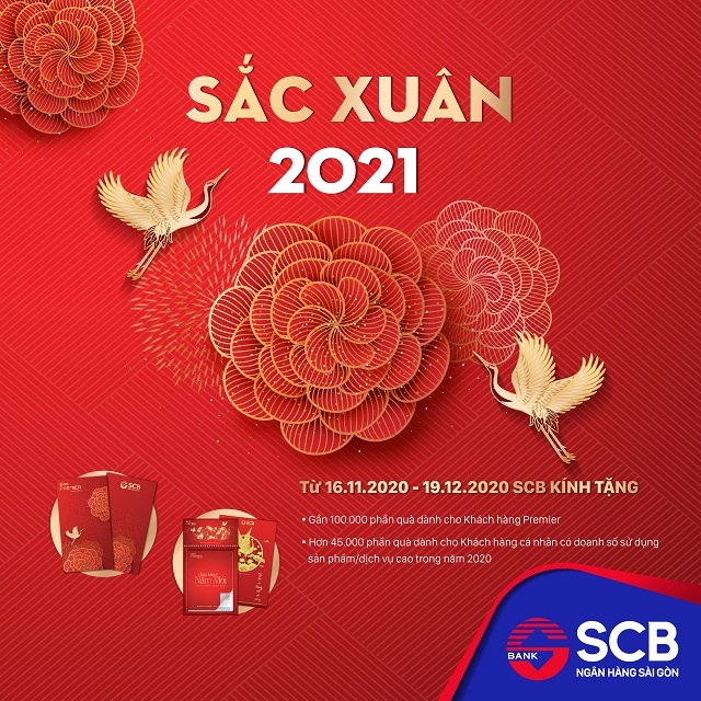 Từ nay đến hết ngày 19/12/2020, Ngân hàng TMCP Sài Gòn (SCB) triển khai chương trình ưu đãi “Sắc Xuân 2021”
