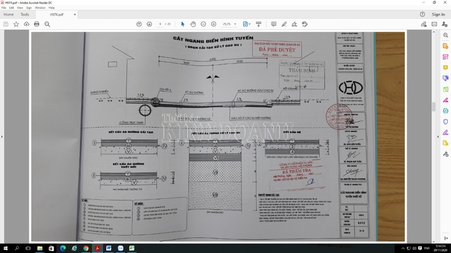 Một phần trong HSTK thể hiện lớp base A dày 15cm và phần nền đường cũ phải đào bóc đi.