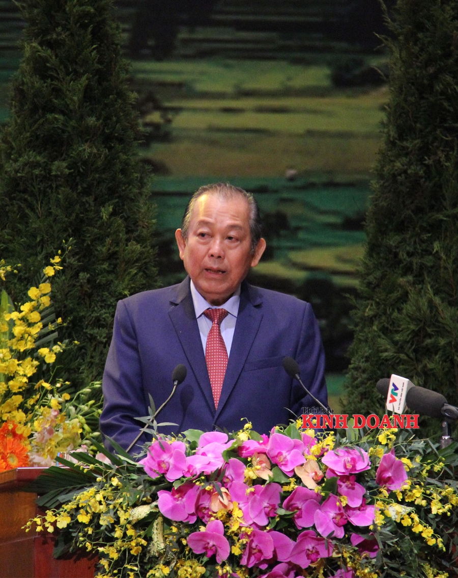 Ủy viên Bộ Chính trị, Phó Thủ tướng Thường trực Chính phủ, Trưởng ban Chỉ đạo Đại hội Trương Hòa Bình phát biểu khai mạc Đại hội.