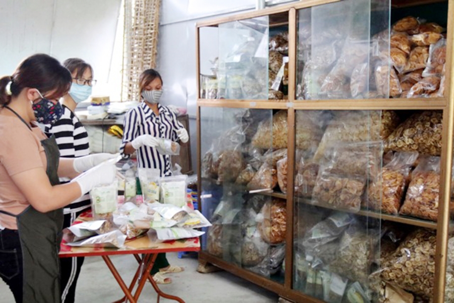 Chuối sấy đang là sản phẩm có tiếng vang nhất của HTX Thiên An (Ảnh TL).