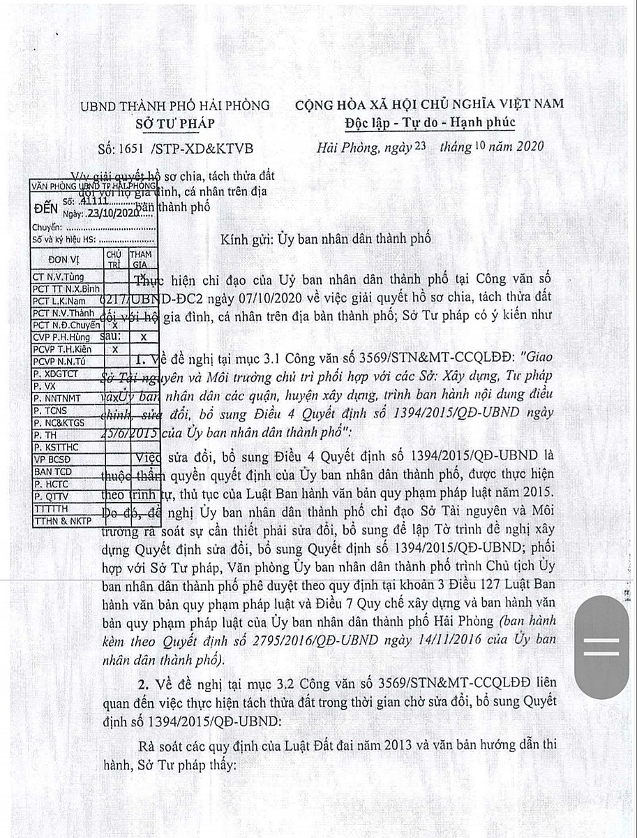 Văn bản 1651 của Sở Tư pháp bác quan điểm của Sở TN&MT