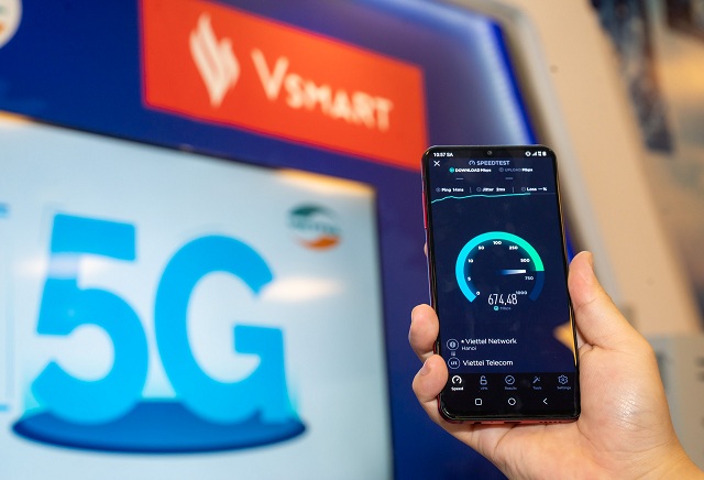 Vsmart Aris 5G cho kết quả tốc độ 5G trên mẫu điện thoại này cao gấp 8 lần so với tốc độ 4G.