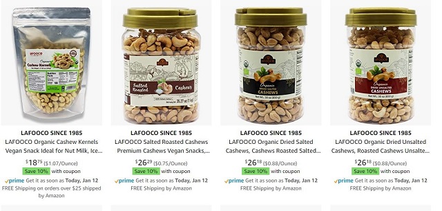 Hạt điều Việt Nam được bán trên Amazon (Ảnh: Int)