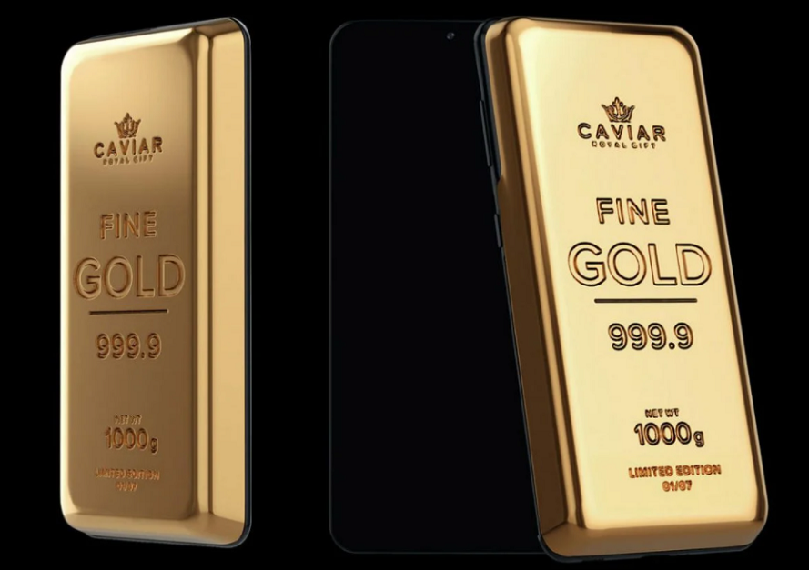 Mẫu điện thoại bằng vàng 24 carat, tiêu chuẩn 999,9 là giấc mơ của những người sành chơi (Ảnh: Luxurylaunches)
