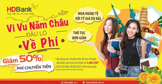Nhận nhiều ưu đãi khi chuyển tiền du học tại HDBank.