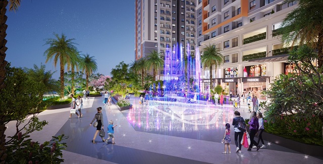 Khu shophouse và quảng trường nhạc nước nghệ thuật ngay khối đế khu căn hộ