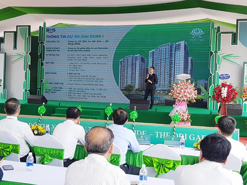 Ông Nguyễn Xuân Đức, Tổng Giám đốc BHS Group miền Trung giới thiệu về dự án Nhà ở xã hội The Ori Garden.