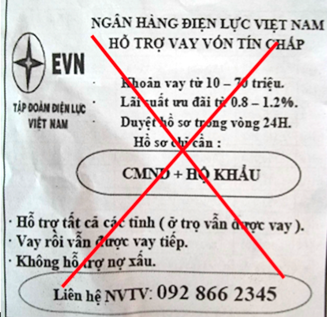 EVN khẳng định không có bất kỳ hoạt động cho vay tín chấp nào.