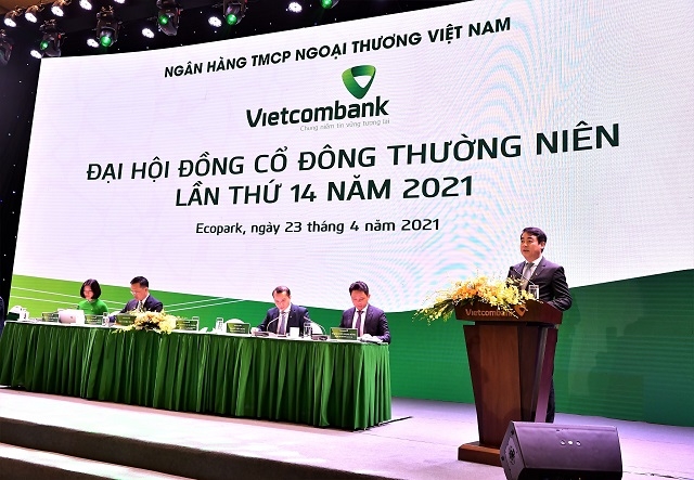 Ông Nghiêm Xuân Thành – Chủ tịch HĐQT Vietcombank phát biểu tại ĐHĐCĐ Vietcombank lần thứ 14