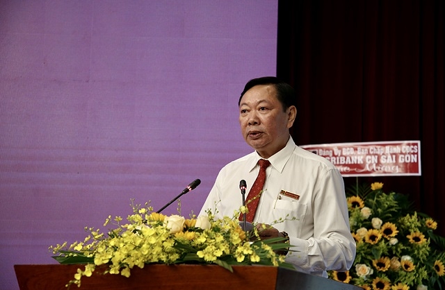 Ông Nguyễn Huy Trinh, Giám đốc Agribank CN Sài Gòn phát biểu tại hội nghị.