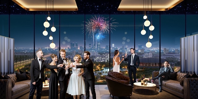 Phòng Business Lounge được thiết kế sang trọng trên tầng 23