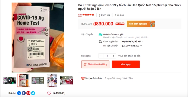 Bộ kit test nhanh Covid-19 được rao bán tràn lan trên mạng và một số sàn thương mại điện tử.